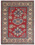 5x7 Red Kuba Afghan Hand Knotted Wool Area Rug
